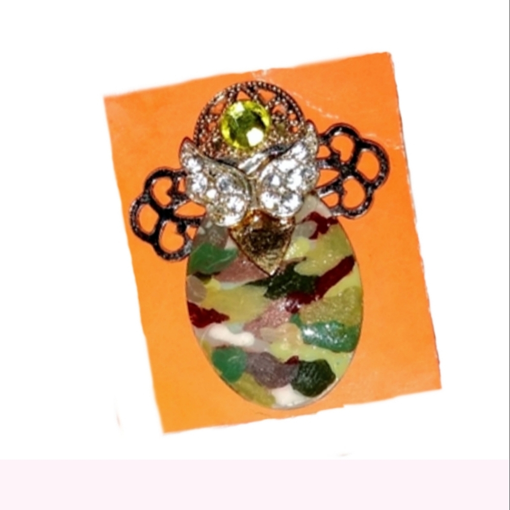 Green Camouflage Tac Pin Peridot Stone